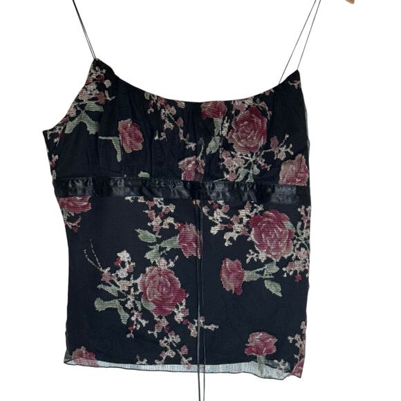 Express Y2K Rose Print Satin empire waist Cami Top Boho Chic XLarge - Picture 6 of 9
